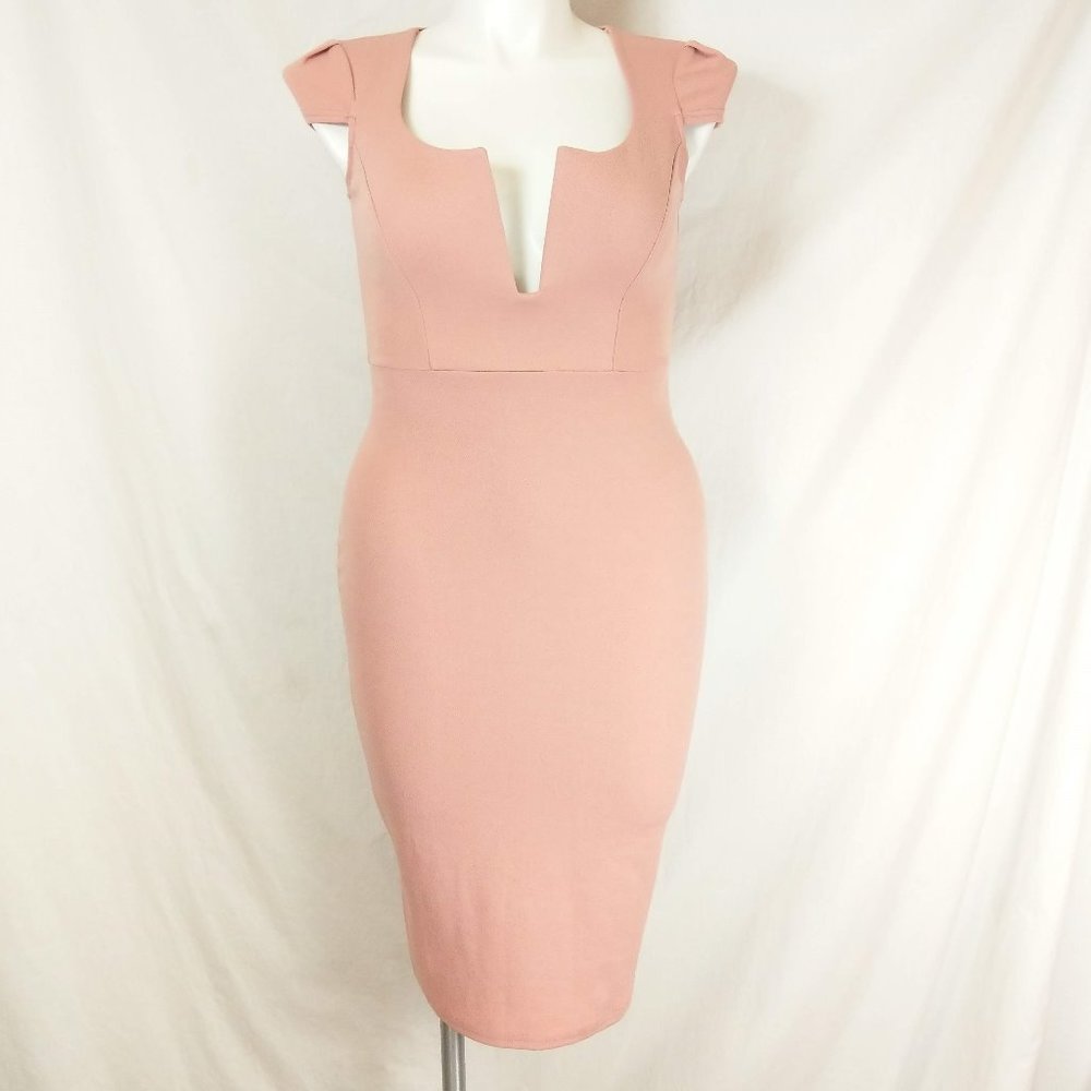 NWT Boohoo Night Janet Formal Plunge Cap Sleeve